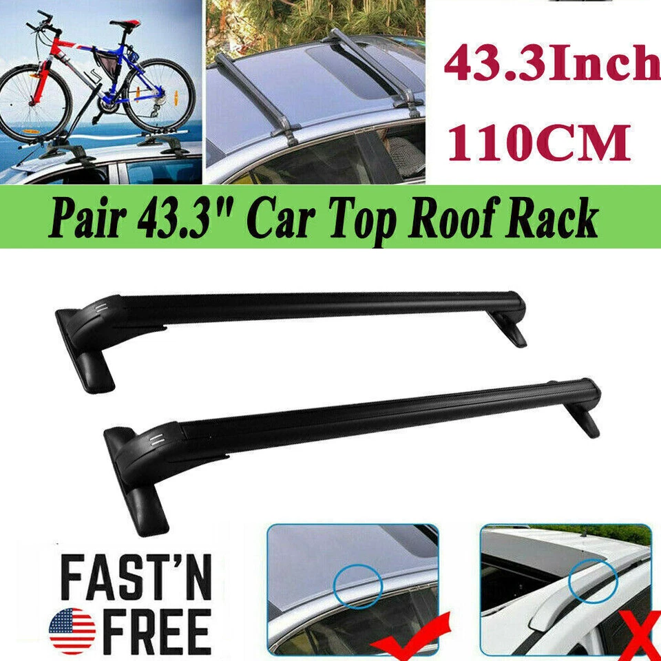 43.3'' Car Top Roof Rack Cross Bar Cargo Luggage w/ Lock For Ford Edge 2007-2023 Foto 4 de 4