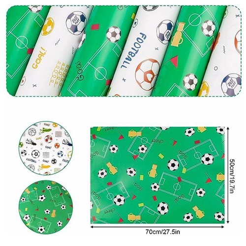 50X70cm Packaging Colored Paper Football Pattern Gift Packaging Boys Party - Picture 2 of 10