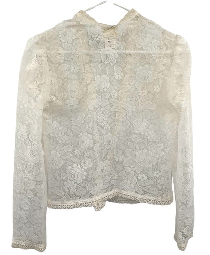 Vintage Gunne Sax Jessica's Gunnies Lace Open Front Cardigan size Small Ivory - Picture 5 of 12