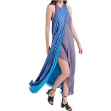 Urban Outfitters Women's Striped Halter Asymmetrical Maxi Purple Dress Small