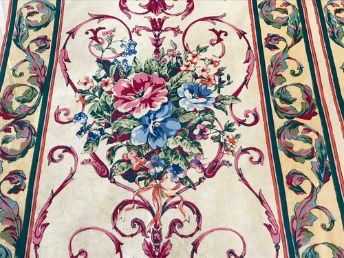 Blendworth Fabric Vintage Custard & Raspberry, Floral Vibrant Cotton 1/2 Metre - Foto 2 di 2