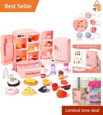 Interactive Dollhouse Kitchen Set - 17 Pieces Fridge  Food for Learning Fun