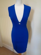 VERSACE VERSUS BRAND NEW BLUE SLEEVELESS DRESS WITH LOGO DETAIL - SIZE 6 (38)