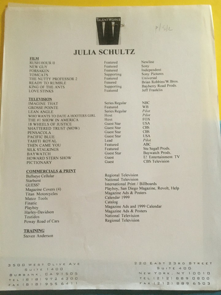 Julia Schultz, Playboy Playmate, #3 , talent agency headshot photo W