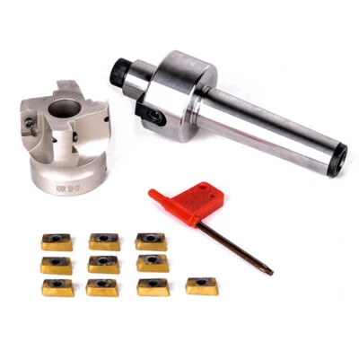 UKFAST_002 50mm MT3 Shank 400R CNC Face End Mill Cutter +10*Carbide Insert APMT1604 Set UFF