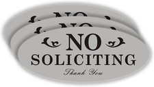 No Soliciting Sign for House 3pack , Strong Self-Adhesive Acrylic Grey -3pack