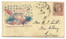 Nice Civil War Era Patriotic Cover Newark NJ to New Albany Indiana IN Scott #26