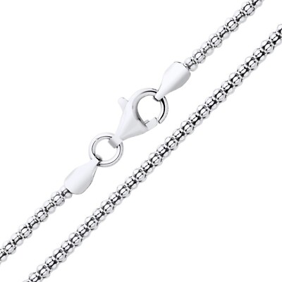 Sterling Silber 925 massiv 2 mm Popcorn Kette Halskette 16 18 20 22 24''
