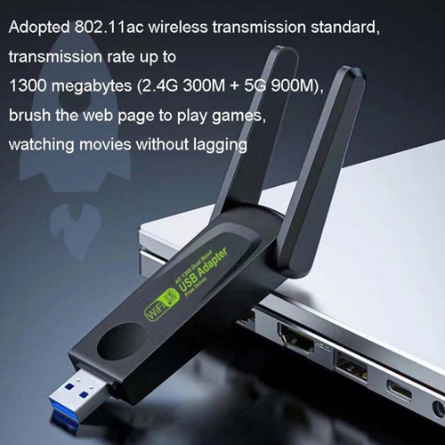 USB 3.0 WIFI Adapter 1300mbps Wireless Dongle Dual Band 2.4G/5G Dual Antenna US - Photo 11/15