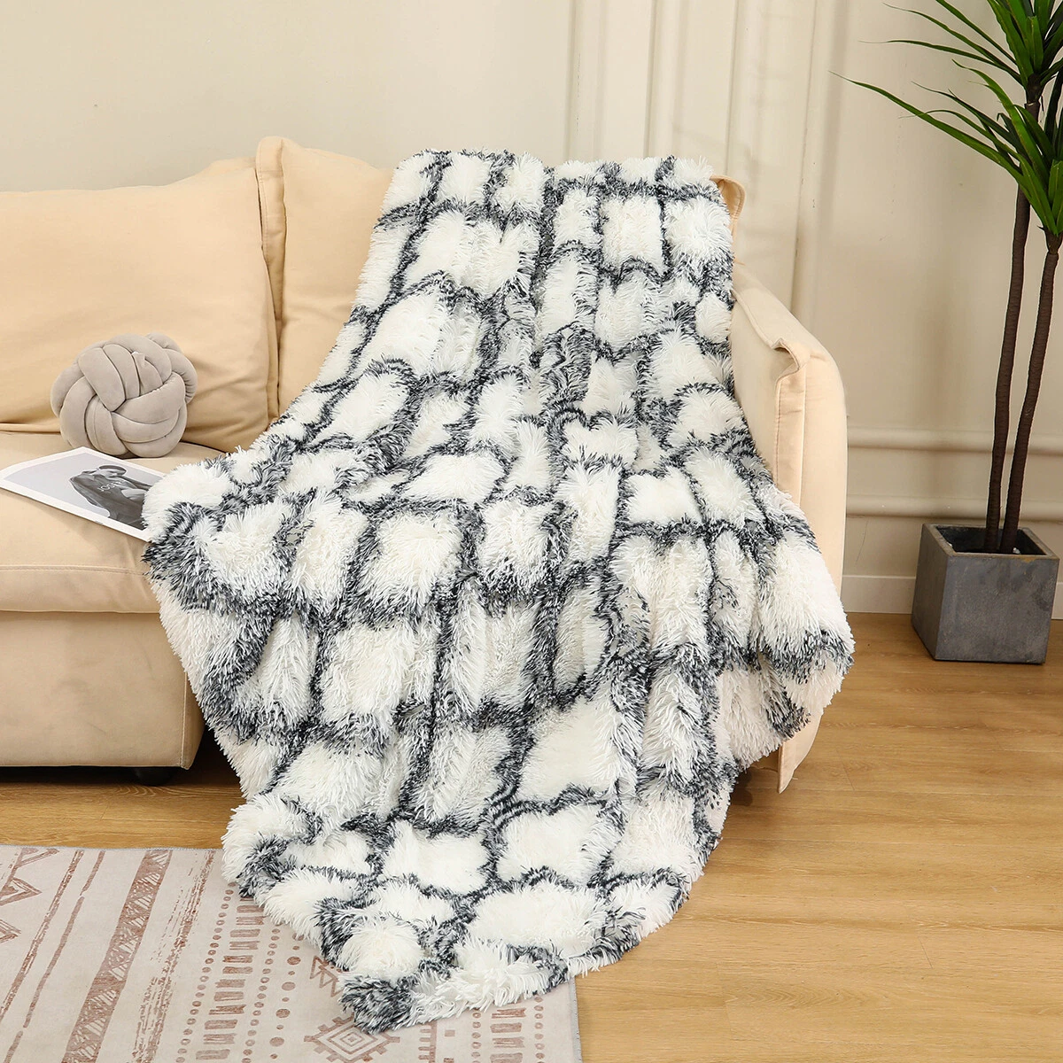 Blanket Warm Long Shaggy Fuzzy Moroccan Throw Rug Sofa Bedding Baby Blanket  US | eBay
