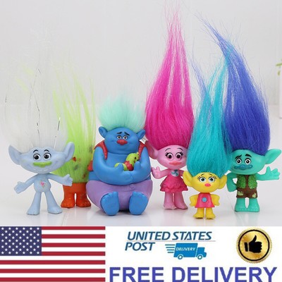 Trolls Poppy Branch Cartoon Movie Action Figure Kids Toys 6 Pcs