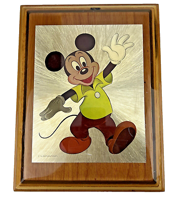 Vintage 14x11 Walt Disney Mickey Mouse Foil Art on Wood Art Vintage 14x11 Walt Disney Mickey Mouse Foil Art on Wood Art