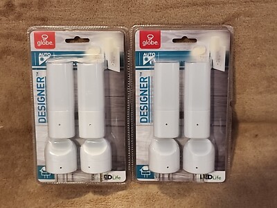 Lot of 2: Globe White Automatic Dusk/Dawn LED Night Lights (4-Pack)
