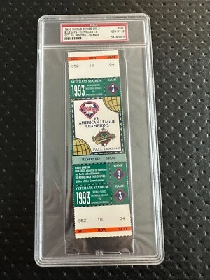1993 World Series Game 3 Full Ticket Phillies Vs Blue Jays PSA DNA GEM MINT 10 - Image 1 of 3