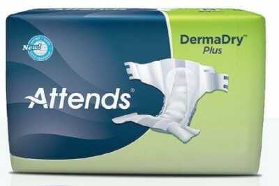 Attends Dermadry Incontinent Brief White, Medium 32'' - 44'' - Bag of 24