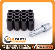 16x Fits Ford Fiesta Mk7 2008> M12x1.5 Taper Tuner Alloy Wheel Nut Bolt - Black