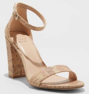 tan block heel pumps