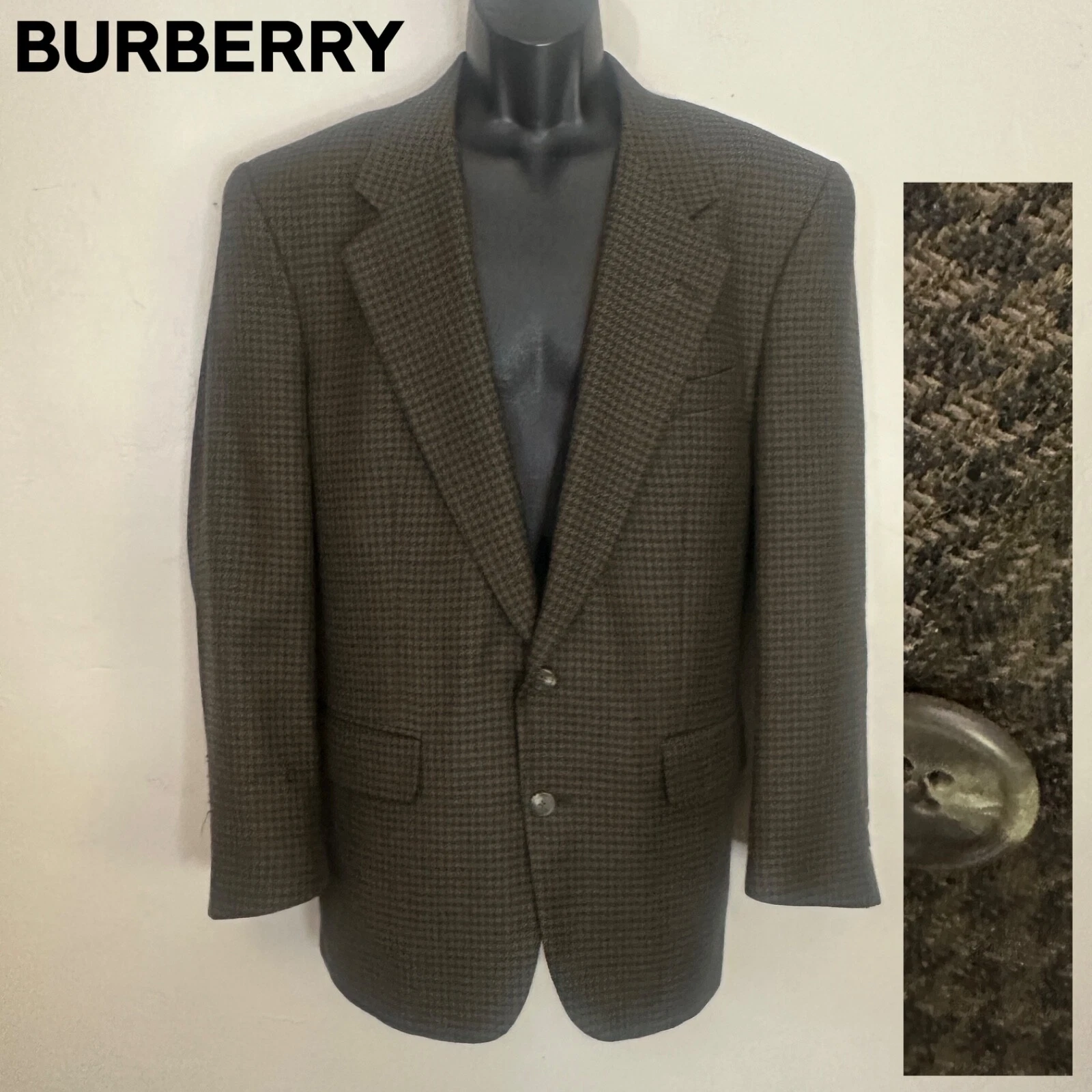 Blazer Burberry lana a quadri personalizzato 40R senza etichette taglia Made in USA delicatamente indossato