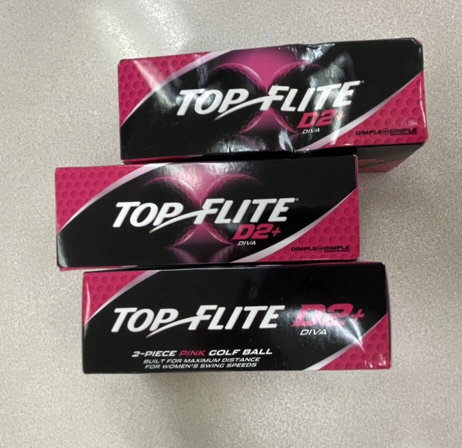 Paquete de 3 pelotas de golf Top Flite D2 Diva rosa distancia máxima para mujer nunca usadas Foto 3 de 4