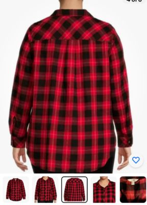Terra & Sky Women's Plaid Button-Down Shirt Red Choose Size | eBay