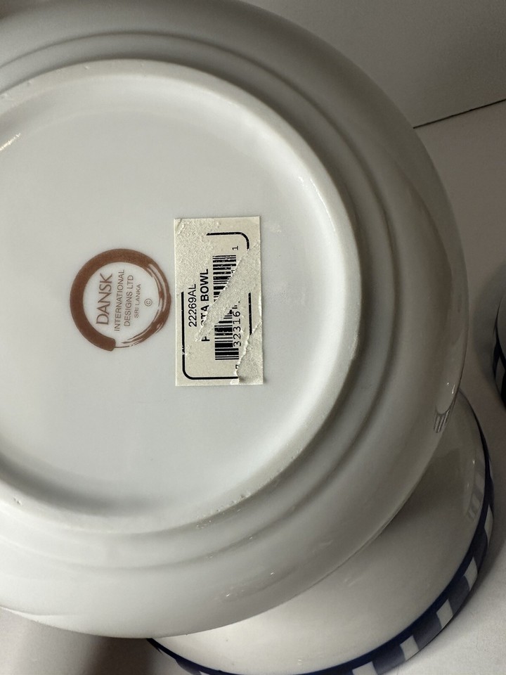 4x DANSK ARABESQUE Blue & White Salad Pasta Bowl BOWLS 8" Cereal