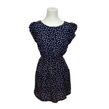 Navy Blue Polka Dot Dress With Pockets By Zara Basic- New