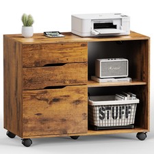 HOMEFLA Rolling Wooden Printer Stand Under Desk Storage Organizer with 3 Drawers