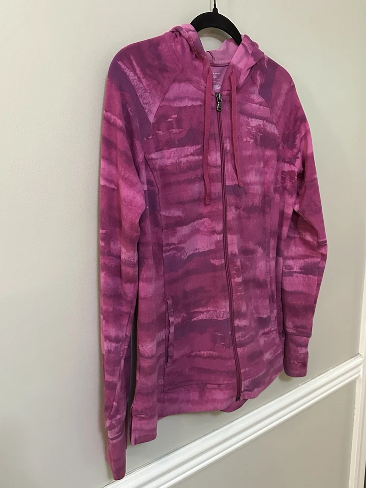 TEK Gear Dry Tek Manga Larga Talla L Cremallera Chaqueta Entrenamiento Top Rosa Púrpura Camuflaje Foto 2 de 4