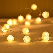 Globe String Lights Crystal Ball Led String Lights Warm White 10ft 30 LED Fai...