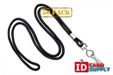 Black Lanyards with Round 1/8" Strap and Swivel Hook  Pack of 50