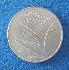 MONETA REPUBBLICA ITALIANA 10 LIRE SPIGA 1977 FDC DA ROTOLINO