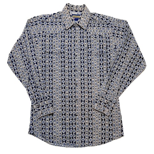 Panhandle Slim Vintage Geometric Pearl Snap Shirt Multicolor Men's M Western 90s - Picture 6 of 6