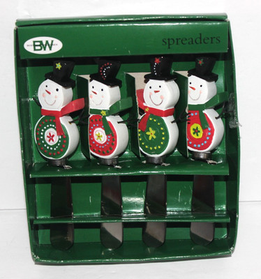 Boston Warehouse Snowman Spreader Set Of 4 Christmas Holiday Kitchen set *Read