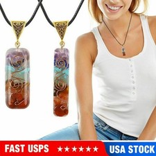 Pendant Necklace Natural Gemstone 7 Chakra Healing Crystal Charm Energy Healing