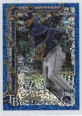 2025 Topps Holiday Chrome Blue Sparkle Refractor /199 Junior Caminero #HC3 0d95