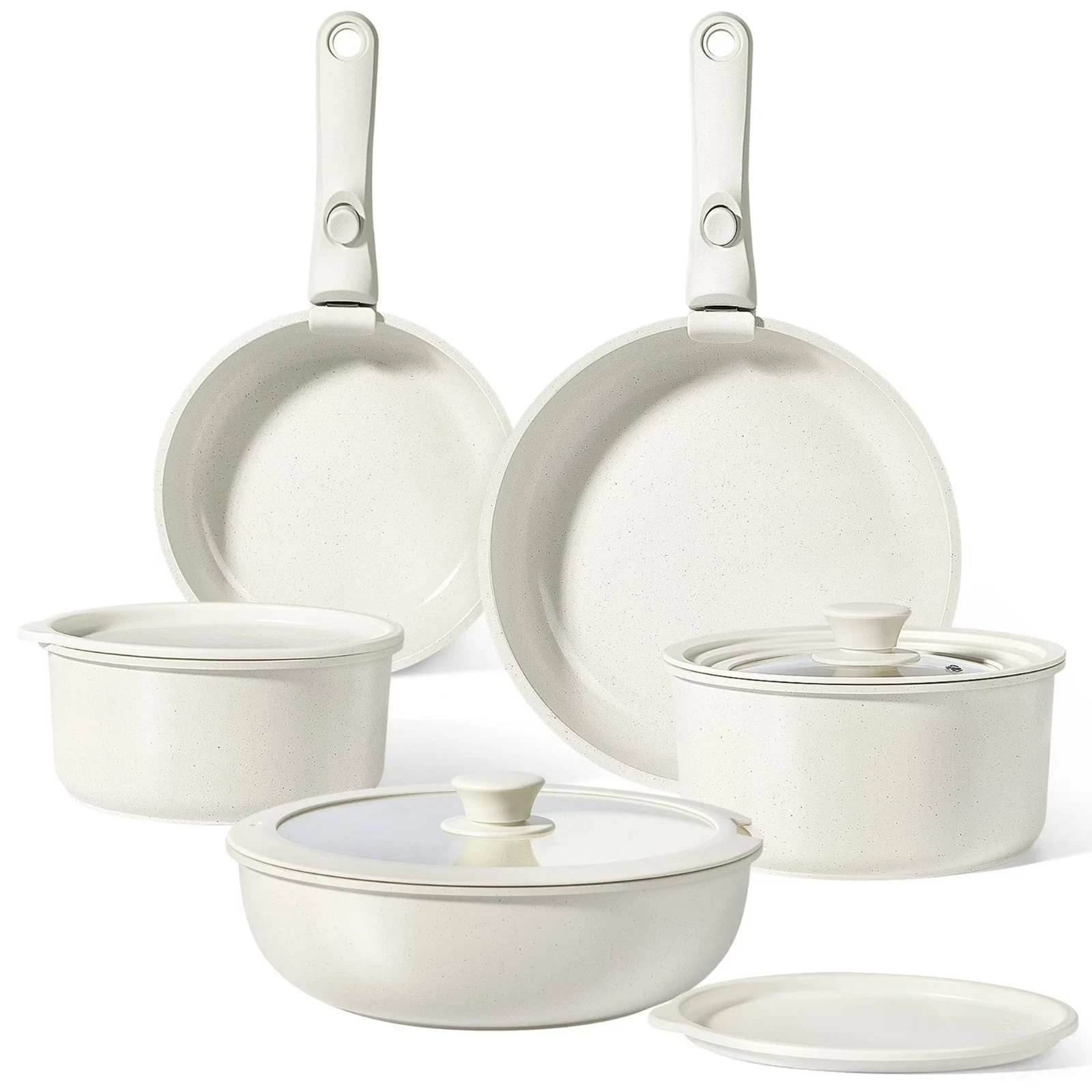 Gipp 11 Pcs Ceramic Nonstick Cookware Sets,Pots and Pans Set Removable Handles