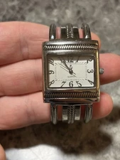 Women’s Silver Cuff Bracelet Quartz Watch – Rectangular Dial – Japan Movt – New