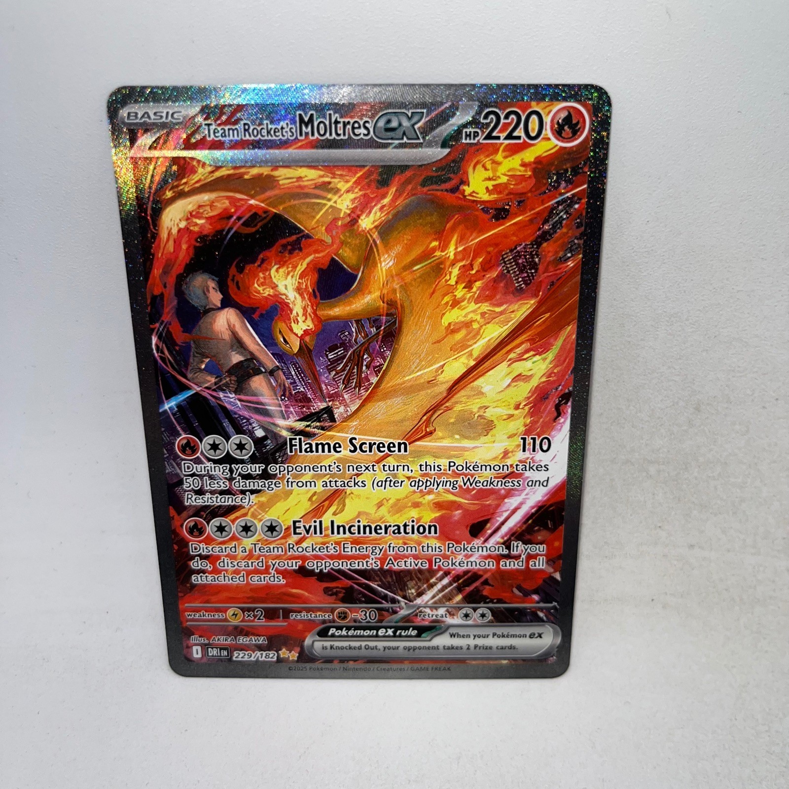 Team Rocket's Moltres ex 229/182 Destined Rivals Pokemon Holo NM