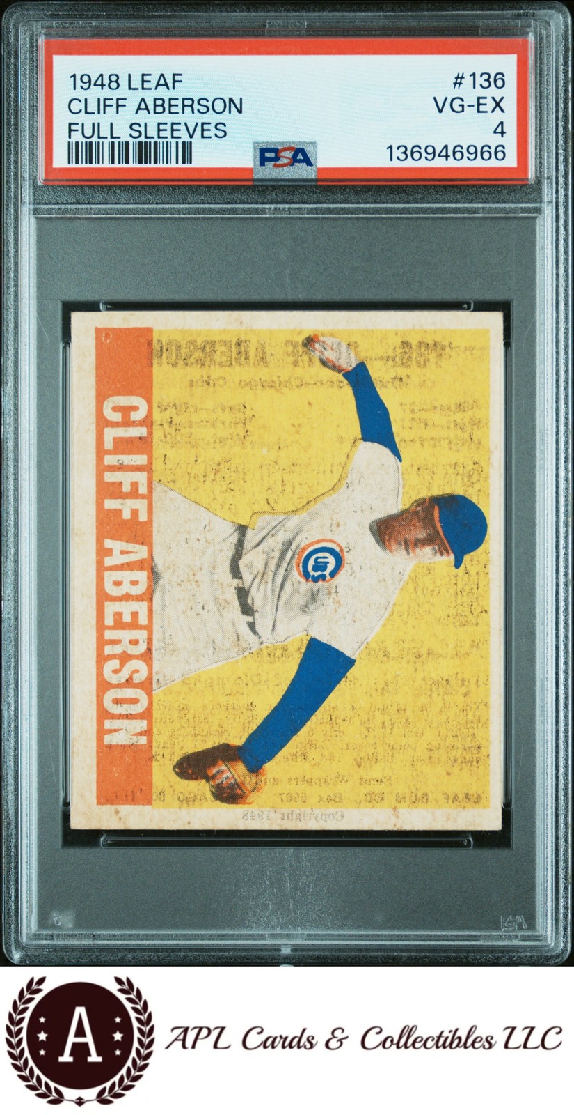 1948 Leaf #136 Cliff Aberson Full Sleeves PSA 4