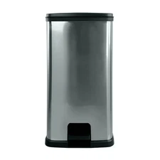 13 Gallon Trash Can Plastic Rectangular Step Kitchen Trash Garbage Can Silver