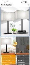 21" Touch Bedside lamps with 2 USB  AC Outlets, 3-Way Dimmable Bedside Table