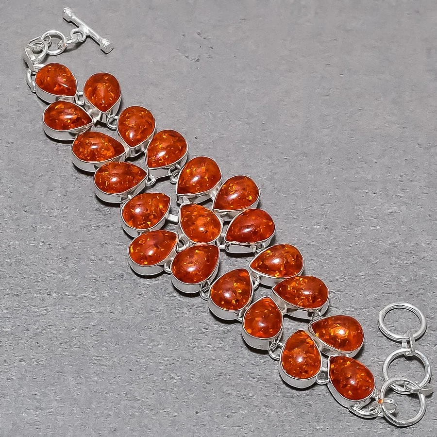 Браслет с регулируемой цепочкой ювелирные изделия 8 дюймов в форме желтого балтийского янтаря груши драгоценных камней - Изображение 2 из 4