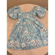 SHEIN Dress Womens Size M Light Blue White Floral Puff Sleeve Mini Fit NEW!