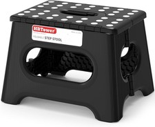 Folding Step Stool 9 Inch Holds 600 lb Non-Slip Surface Carry Handle Sturdy