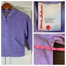 Hanna Andersson 120 Purple Fleece Zip Up Hoodie Jacket Kids Size 6-7 Cozy READ