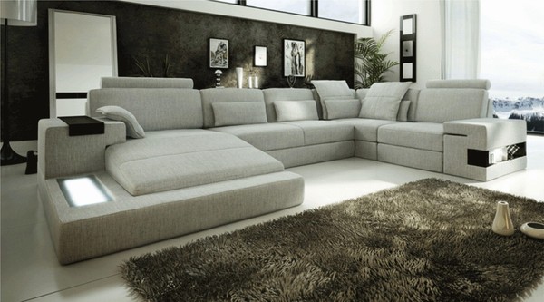 Designer Wohnlandschaft U-Form Couch Ecksofa Polster Textil Ecke Sofas Couchen-image