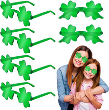 St Patricks Day Green Shamrock Glasses 6 PCS, Irish Four Leaf Clover Universal F