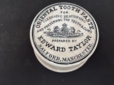 60538 Old Vintage Antique Printed Pot Lid Jar Tooth Paste Taylor Manchester