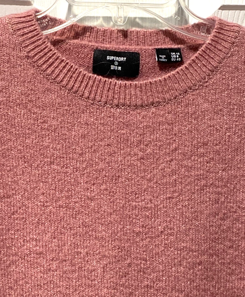 Superdry Suéter Top Rosa Cuello Redondo Manga Larga Suave Cálido Acogedor Talla L Foto 2 de 4