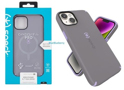 Speck CandyShell Pro iPhone 15 Plus & 14 Plus Case - Cloudy Grey/Spring Purple